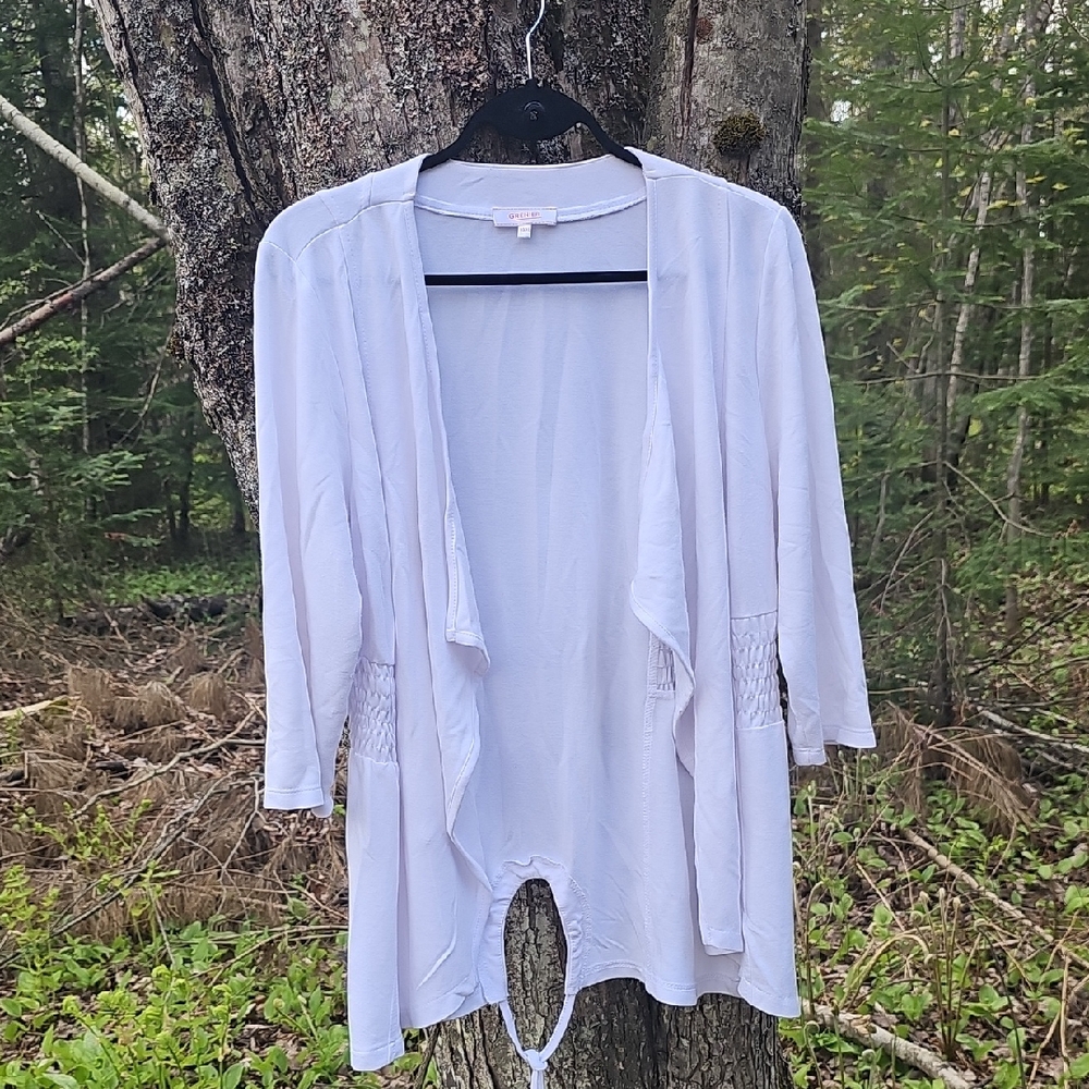 White Open Front Cardigan